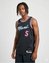 canotta miami heat city edition 2025 nike nera scritta miami corsivo turchese rosa neon