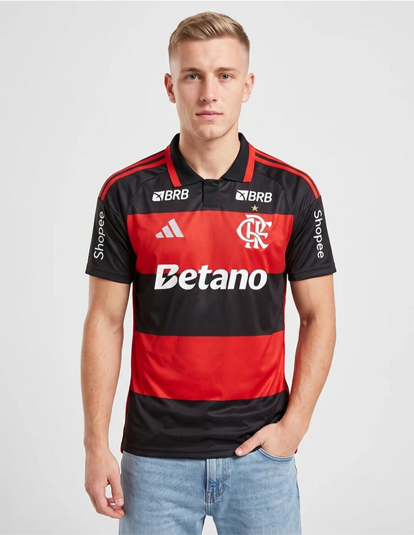 Maglia Flamengo Home 2026/2027 Adidas rossonera indossata a figura intera