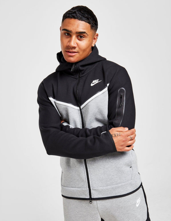 Nike Tech Tuta Fleece Full Zip Nero e Grigio | Provehito