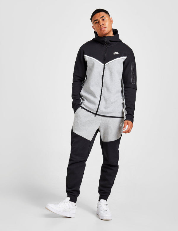 Nike Tech Tuta Fleece Full Zip Nero e Grigio | Provehito