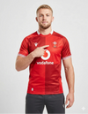 Maglia Galles Rugby Home 2025/26 Macron rossa - Vista frontale con sponsor Vodafone
