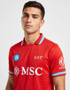 Maglia Napoli Third 2026/2027 EA7 rossa con bordi azzurri stemma N e sponsor MSC