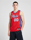 Canotta Philadelphia 76ers Statement Swingman rossa vista frontale