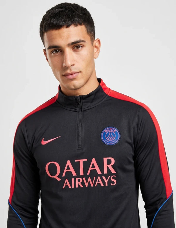 Tuta PSG Allenamento Nera 2026/2027 Nike con bande rosse – dettaglio