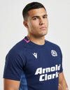 Maglia Scozia Rugby Home 2025/26 Macron - Dettaglio stemma cardo scozzese e colletto rosa