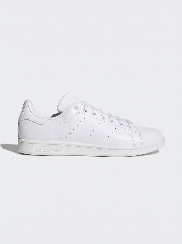 Adidas Stan Smith Bianche vista laterale total white in pelle