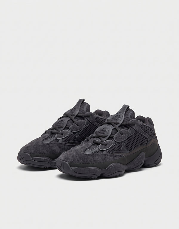 Coppia Adidas Yeezy 500 Utility Black vista tre quarti dettaglio suola adiPRENE