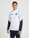 Argentina Tuta Drill 1/4 Zip 2026 Adidas – vista frontale completa con felpa bianca celeste e pantaloni navy