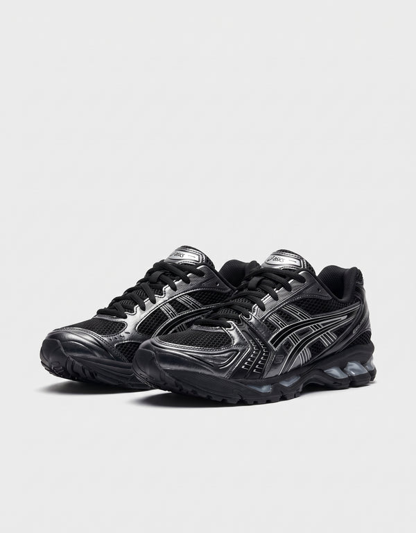 Asics Gel-Kayano 14 Black Pure Silver profilo con suola Gel visibile sul tallone