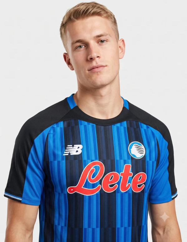 Maglia Atalanta Home 2026/2027 New Balance nerazzurra con nuovo stemma circolare e sponsor Lete