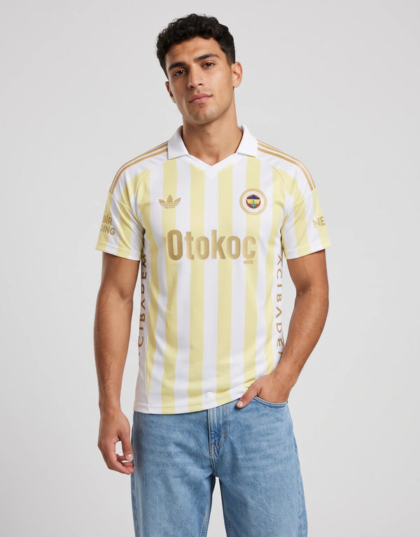 Seconda Maglia Fenerbahce 2026/2027 Adidas bianca e oro – fronte