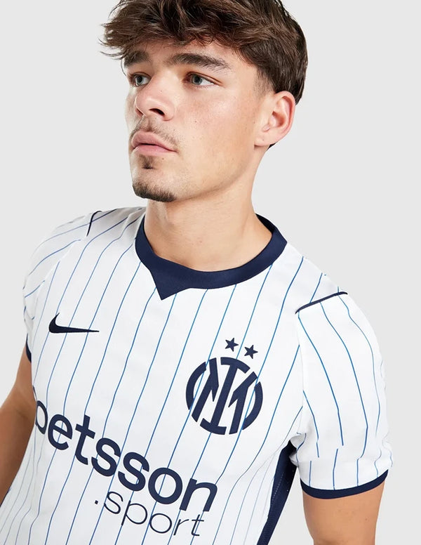Maglia Inter Away 2026/2027 Nike bianca a righe, vista frontale