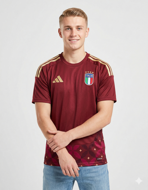 Uomo che indossa la maglia portiere Italia 2026 granata e oro - Vista frontale Provehito.