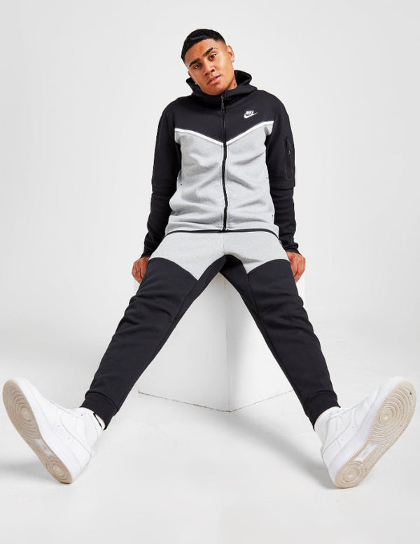 Nike Tech Tuta Fleece Full Zip Nero e Grigio | Provehito
