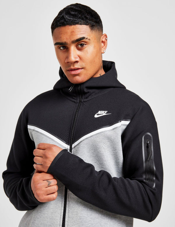 Nike Tech Tuta Fleece Full Zip Nero e Grigio | Provehito