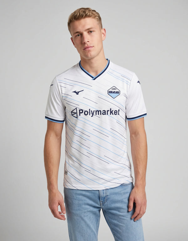 Seconda maglia Lazio 2026/2027 Mizuno bianca stemma aquila – fronte