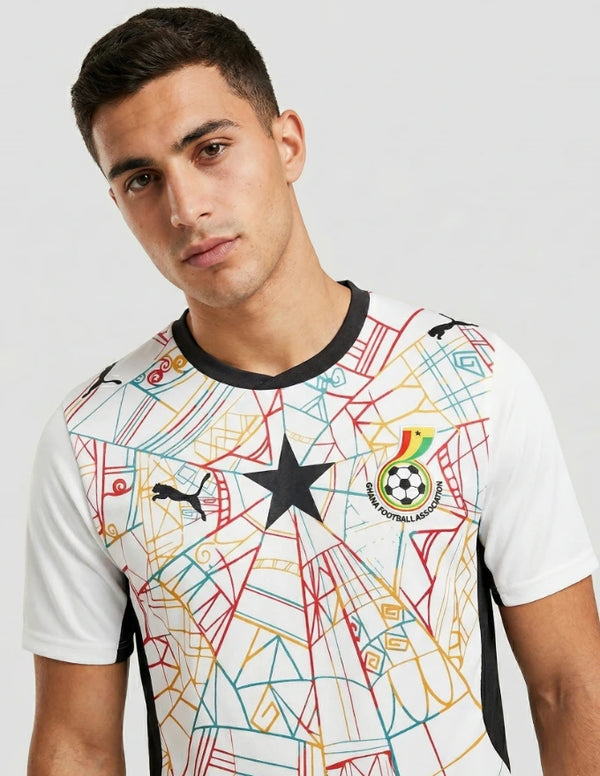 maglia ghana home 2026 puma mondiali dettaglio stella nera stemma gfa pattern adinkra