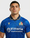 Maglia Italia Rugby Home 2025/26 dettaglio stemma FIR e colletto oro