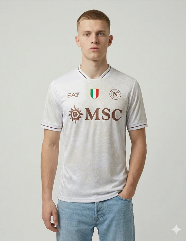 maglia napoli away 2025 2026 ea7 bianca msc