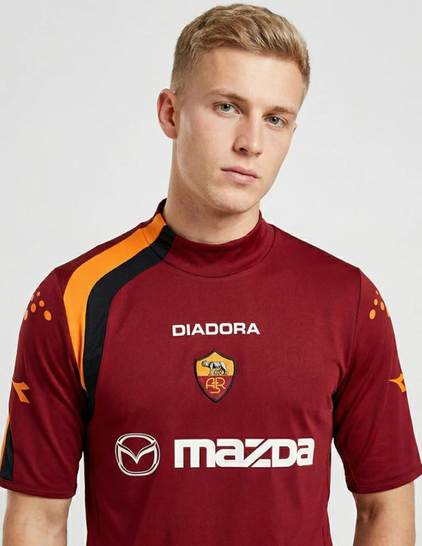 maglia roma home 2004 2005 diadora mazda dettaglio stemma lupa colletto