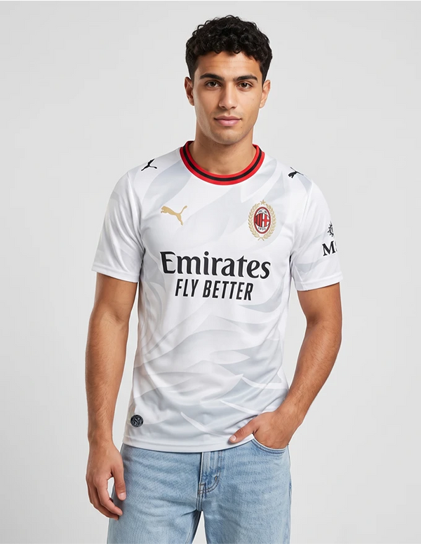 Milan Maglia Away 2026/2027 Puma bianca con colletto rosso e nero – fronte