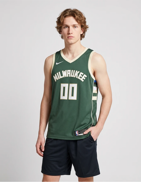 Canotta Milwaukee Bucks Icon Swingman verde vista frontale