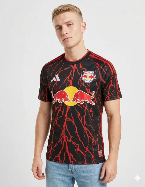 new york red bulls maglia home 2026 2027 adidas nera rossa fulmini
