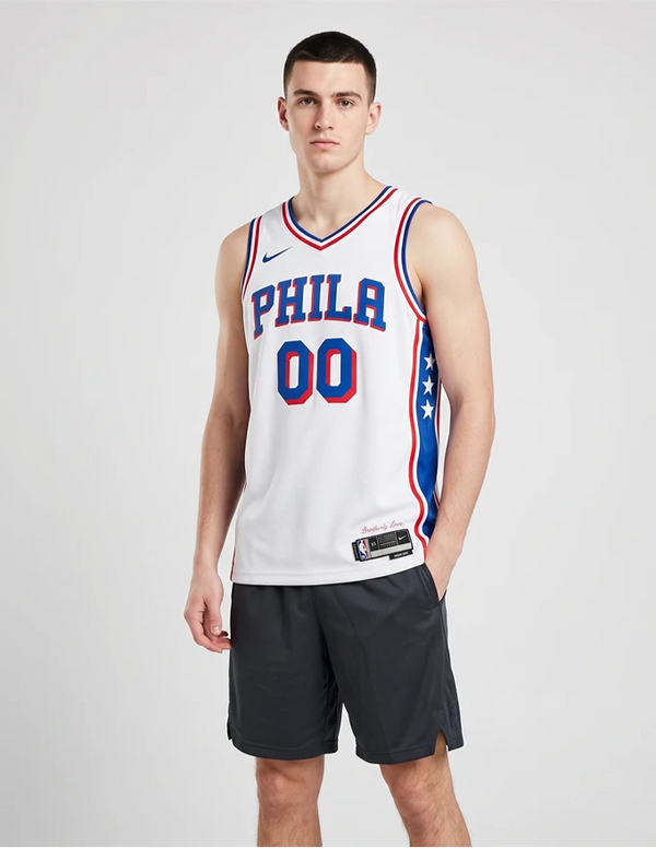 Canotta Philadelphia 76ers Association Swingman bianca vista frontale