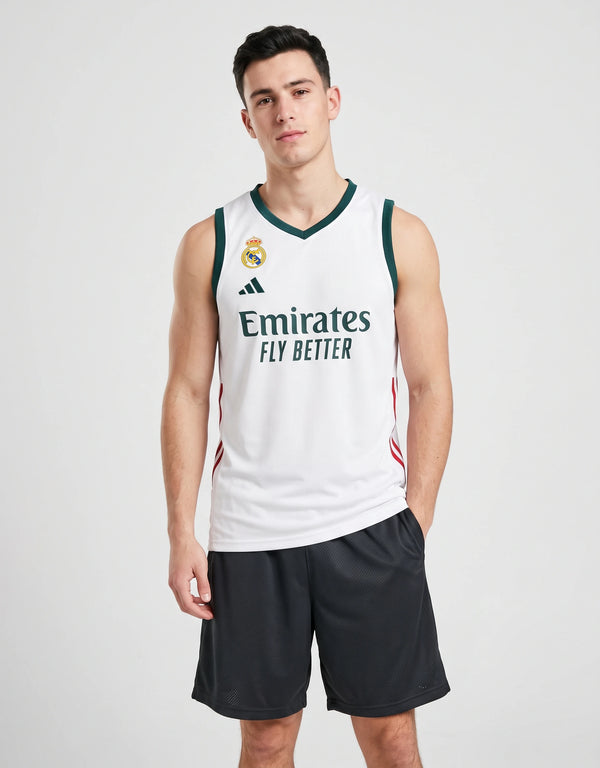 Canotta Real Madrid Basket 2026/2027 Adidas bianca – fronte