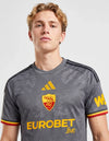 Terza maglia Roma Adidas grigia – primo piano stemma e sponsor