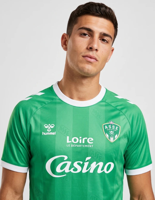 Maglia AS Saint-Étienne Home 2026/2027 Hummel verde con colletto bianco stemma ASSE e sponsor Casino
