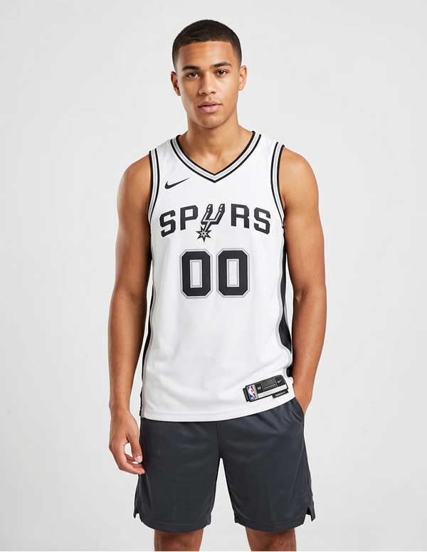 Canotta San Antonio Spurs Association Swingman Nike bianca con logo sperone stellato, vista frontale