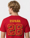Retro maglia Spagna Campioni del Mondo 2026 con scritta España numero 26 e due stelle